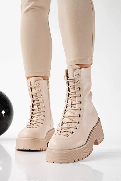 Zaira Ghete dama îmblanite bej din piele ecologica Ellis #22772 - 40