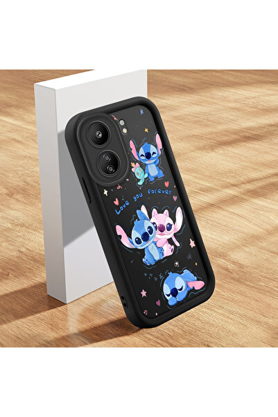 ucuc Xiaomi Poco C65 Uyumlu Siyah Silikon Stitch Desenli Şok Absorbe Edici Kı...