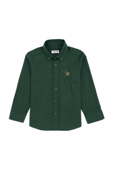 U.S. Polo Assn. Cămașă cu mânecă lungă verde închis pentru băiat basic 50307690-VR079