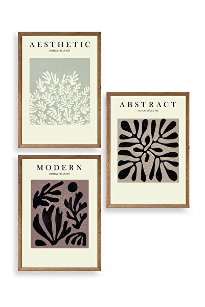 CT STONES Modern Triple Wooden Framed Painting