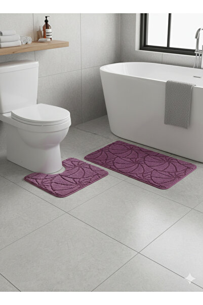 Indomex BATH MAT GLD202006 SET OF 2 PCS. 50x80/40x50cm FUCHSIA