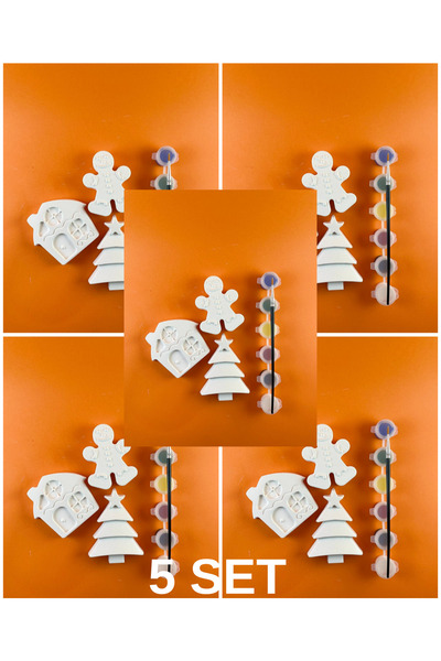 BEMİSA 5 Set Kurabiye Adam Ağaç Ve Ev Çocuklar İçin Eğitici Boyama Seti