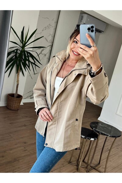 La Perla Boutique Stand-Up Collar Trench Coat with Cuffs