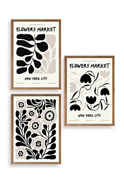 CT STONES Flower Market Triple Wooden Framed Table