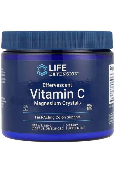 Life Extension Effervescent Vitamin C Magnesium Crystals 6.35 oz (180 g)