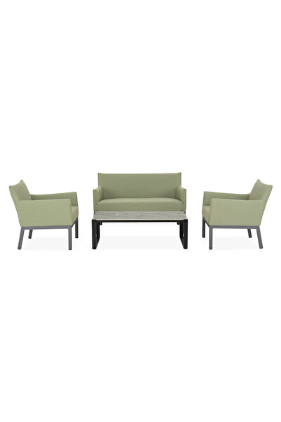 Maison Mex 2-seater sofa set, armchair and garden/terrace table, LIMA, black/khaki