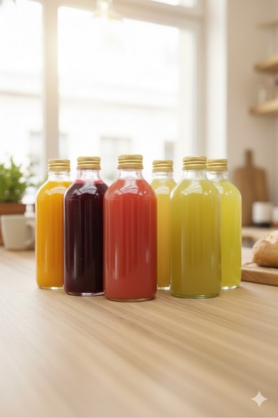 junibeliw 6 قطع زجاجة زجاجية سعة 100 مل زجاجة عصير متعددة الأغراض مع غطاء معدني 6 × 100 مل