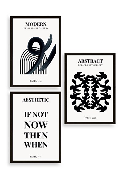 CT STONES Modern Triple Wooden Framed Painting