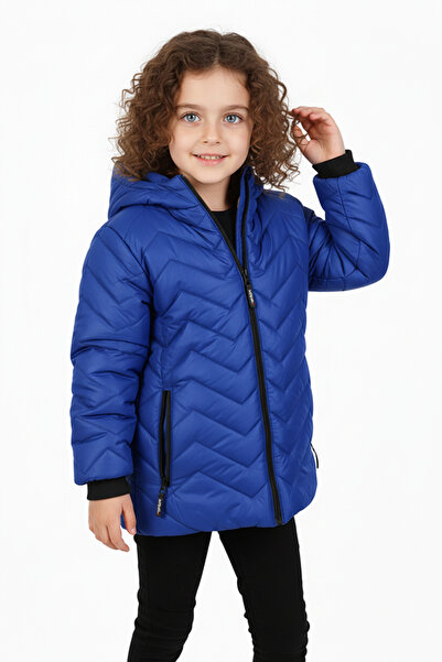 Merdia Girl's Fur Lined K Hooded Coat (Water and Windproof) Zigzag Patterned