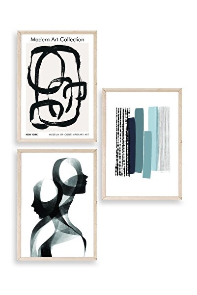 CT STONES Modern Triple Wooden Framed Painting