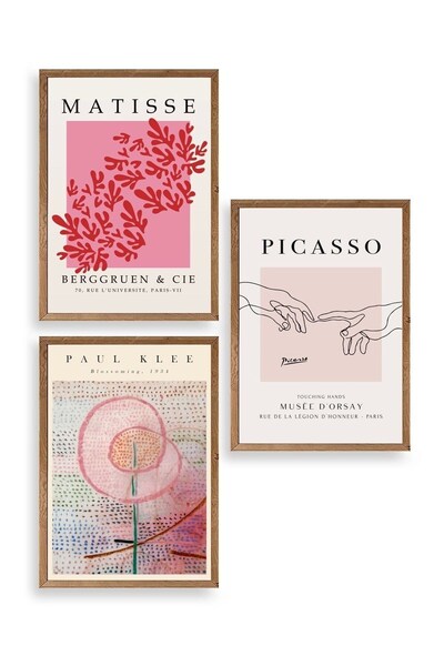 CT STONES Famous Paintings Triple Wooden Framed Painting