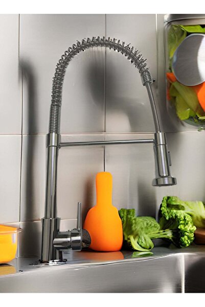 Generic 360° Rotatable Kitchen Mixer Faucet - 2 Spray Types, Extendable Spiral Spring, Silver