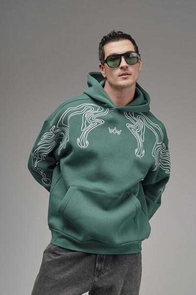 king brich سترة قصة فضفاضة كالفت بغطاء رأس بتفاصيل مطرزة