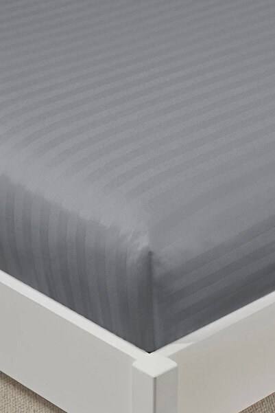 VAROL طقم ملاءات سرير مخططة من القطن الساتان 100% - 30 سم - غطاءان للوسائد