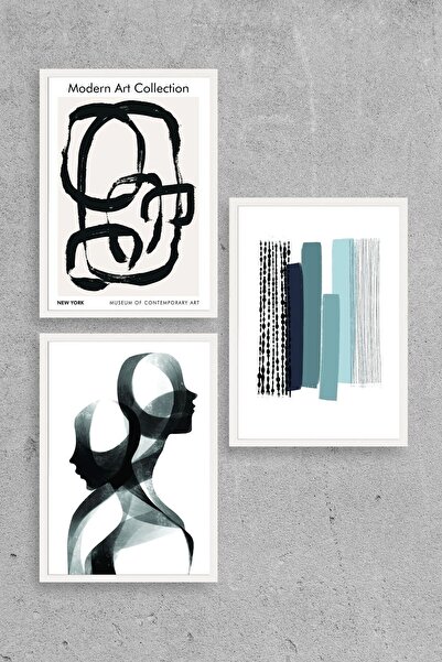 CT STONES Modern Triple Wooden Framed Painting