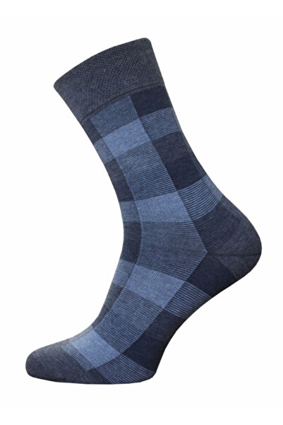 Conte Elegant Thin cotton socks with checkered pattern, Bchk 2125-045 - Dark Grey, 29 (44-45)