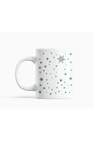Nino Store Black Snowflake Patterned Porcelain Mug 300 ml – Minimal Double-Si...