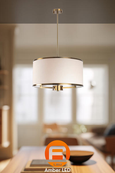 AmberLED Modern Metal Gövdeyle 3'Lü Abajur Aydınlatma Mutfak ve Salon İçin