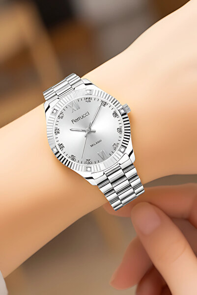 Ferrucci Steel Cord Steel Case Women Wrist Watch Silver Sdfer188