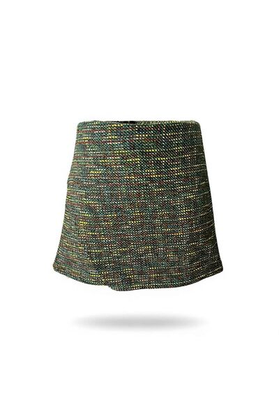Eight Fashion Women's Tweed Multi-Colored Shiny High Waist Stylish Shorts Skirt