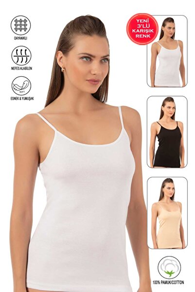 BAY01 3-Piece Mixed Color Thin Strap Tank Top