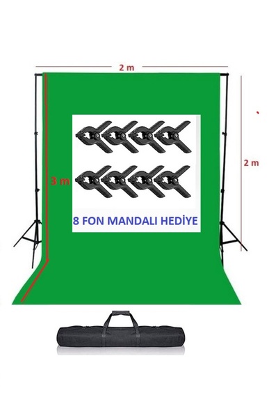 novatechpro 2x3 m Chromakey green screen greenbox yeşil fon Perde + Fon Stand...