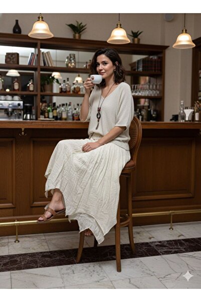 AGORATEKSTİL Combinație de fustă căptușită din bumbac și bluză mercerizată cu...