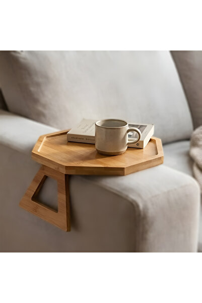 Cady One طاولة جانبية قابلة للطي مع مسندين للذراعين وسطح واسع، مستقرة وقوية للأريكة.