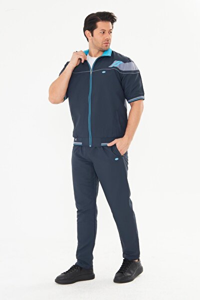 Enrico Ferry Men's Micropoly Fabric Short Sleeve Tracksuit Set Blue 921-m