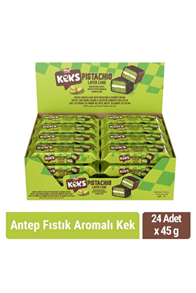BİFA KEKS Layer Kaplamalı Antep Fıstığı Aromalı Kremalı Kek 45 gr x 24 Adet