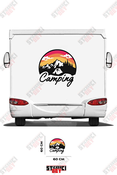 STİCKERCI BEY ملصق مطبوع بتصميم التخييم في الجبال للسيارات الترفيهية