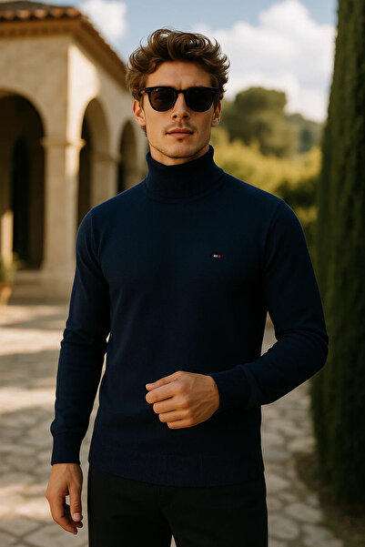 comstar Men's Winter Slim Fit Navy Blue Sweater