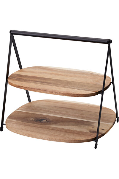 Excellent Houseware 2-tier serving stand, wood, 27x25x25 cm, brown