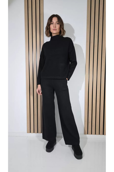 Zaira Women's black Leila 2-piece knit suit #A1289 - L/XL