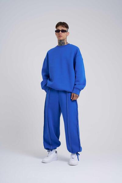 Machinist Pantaloni de sport largi pentru bărbați supradimensionat albastru c...