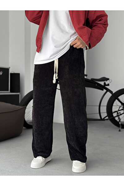 BYBASICMAN Black Velvet Baggy Pants Jj-126