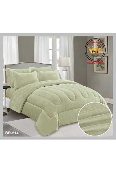 FABRIC A 6-piece velvet double duvet set in a calming color gives the bed a b...