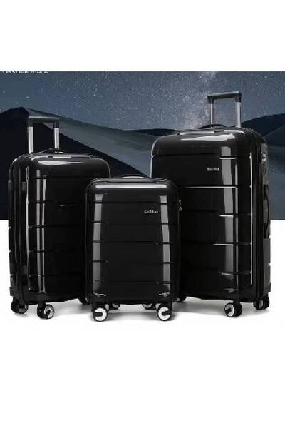 NKX Black Sleek Hardshell Luggage Set with Spinner Wheels 3 Pieces set Inches...