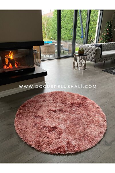 Doğuş Peluş Halı Batik Tavşan Somon Yumuşak Dokulu Peluş Halı Yuvarlak