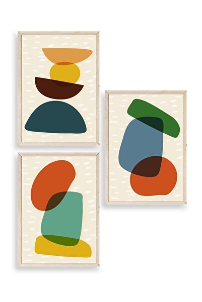 CT STONES Relaxing Patterns Triple Wooden Framed Painting