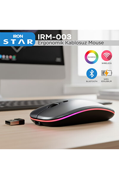 IRONSTAR MOUSE - KABLOSUZ MOUSE - WİRELESS MOUSE - BLUETOOTH MOUSE - ŞARJLI M...