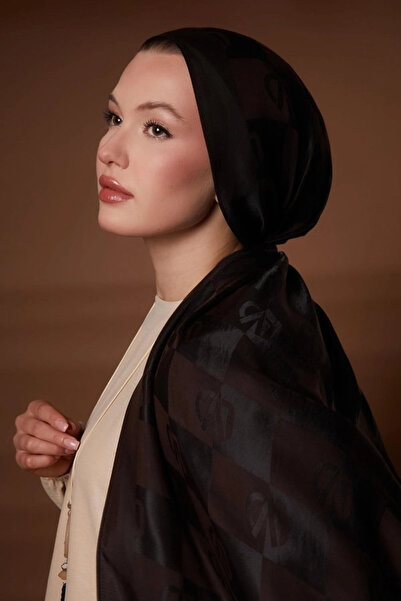 Levidor شال جاكار نايا مطبوع من كاري إل في دي - بني داكن