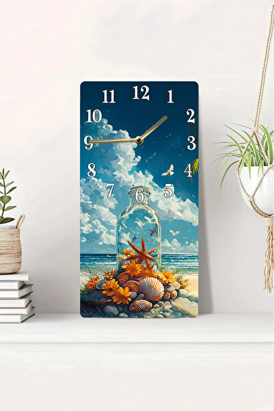 kutuTR Sea Star in a 3D-Looking Glass Bottle 2D Uv Printing Mdf Painting Clock 20X40 Cm-Dts060