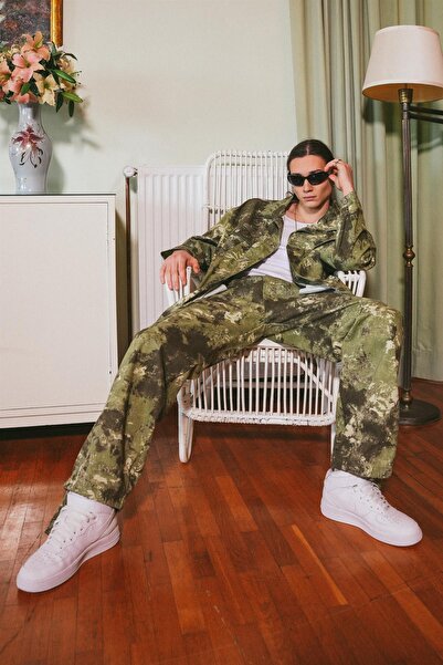 Machinist Men's Baggy Patterned Cargo Pocket Pack Jean Trousers Camouflage