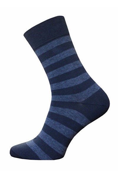 Conte Elegant Thin cotton socks with striped pattern, Bchk 2125-048 - Marino,...