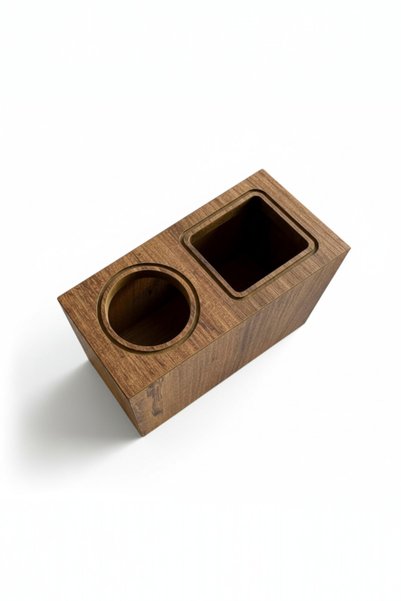 MONTETOYS Wooden Desktop Organizer Double Slot Pen Holder