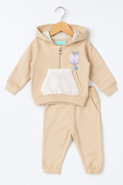 Baby Fou طقم بدلة رياضية بغطاء للرأس مكون من قطعتين