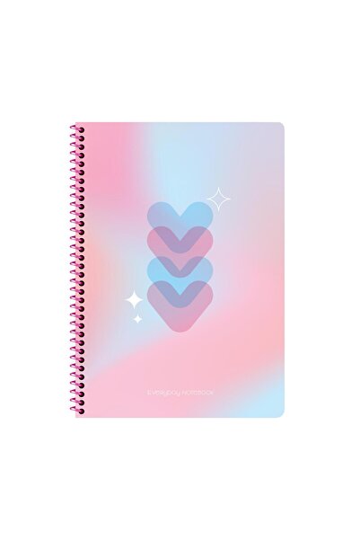 KESKİN COLOR Sharp A4 Checkered Cardboard Cover Spiral Pastel Heart Notebook ...