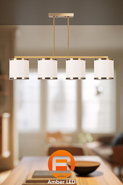 AmberLED Modern Abajur Başlıklı 4'lü Avize Mutfak ve Salon İçin E27 Uyumlu