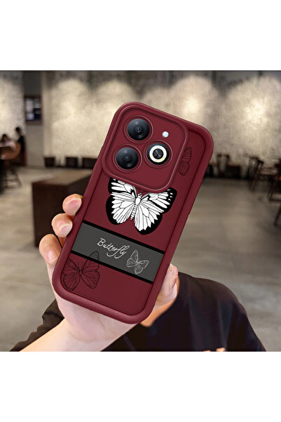 ucuc حافظة هاتف مقاومة للصدمات بنمط شريط سيليكون بورجوندي متوافقة مع تكنو سبا...